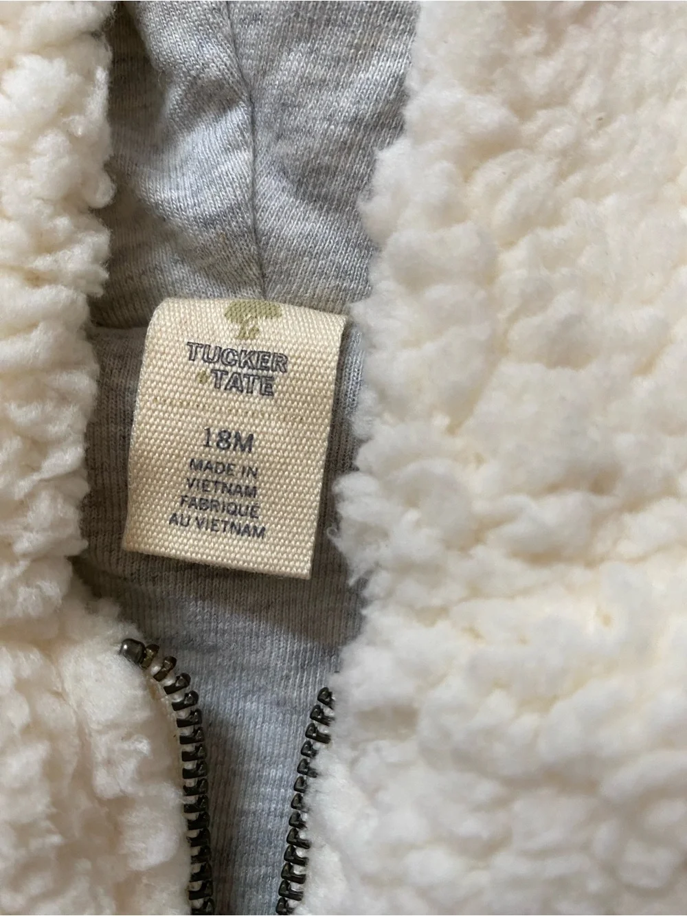 Tucker + Tate Ivory Teddy Sherpa Zip Up Jacket Hooded Bear Ears Lined NWT Unisex